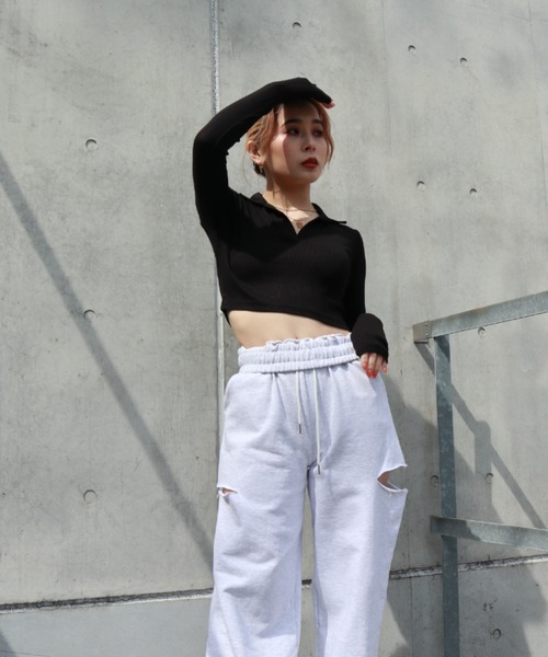 FIG&VIPER（フィグアンドバイパー）の「衿付きcomfyTOP（Tシャツ/カットソー・レディース・ホワイト/ライトグレー/ブラック・FREE）」の18枚目の写真