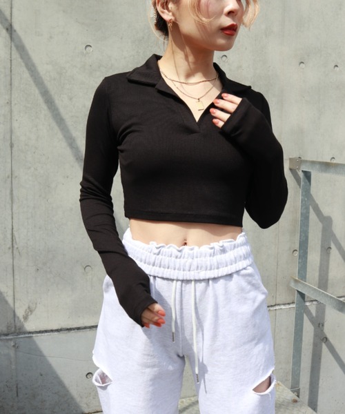 FIG&VIPER（フィグアンドバイパー）の「衿付きcomfyTOP（Tシャツ/カットソー・レディース・ホワイト/ライトグレー/ブラック・FREE）」の21枚目の写真