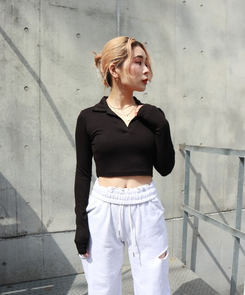 FIG&VIPER（フィグアンドバイパー）の「衿付きcomfyTOP（Tシャツ/カットソー・レディース・ホワイト/ライトグレー/ブラック・FREE）」の22枚目の写真