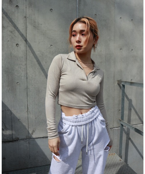 FIG&VIPER（フィグアンドバイパー）の「衿付きcomfyTOP（Tシャツ/カットソー・レディース・ホワイト/ライトグレー/ブラック・FREE）」の11枚目の写真