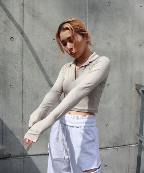 FIG&VIPER（フィグアンドバイパー）の「衿付きcomfyTOP（Tシャツ/カットソー・レディース・ホワイト/ライトグレー/ブラック・FREE）」の12枚目の写真