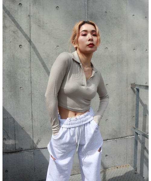 FIG&VIPER（フィグアンドバイパー）の「衿付きcomfyTOP（Tシャツ/カットソー・レディース・ホワイト/ライトグレー/ブラック・FREE）」の14枚目の写真