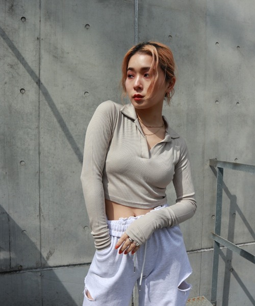 FIG&VIPER（フィグアンドバイパー）の「衿付きcomfyTOP（Tシャツ/カットソー・レディース・ホワイト/ライトグレー/ブラック・FREE）」の16枚目の写真