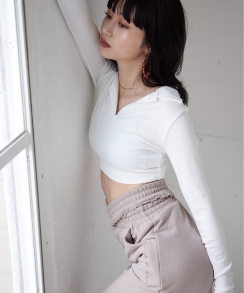 FIG&VIPER（フィグアンドバイパー）の「衿付きcomfyTOP（Tシャツ/カットソー・レディース・ホワイト/ライトグレー/ブラック・FREE）」の5枚目の写真