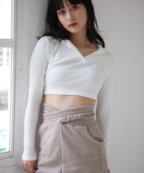 FIG&VIPER（フィグアンドバイパー）の「衿付きcomfyTOP（Tシャツ/カットソー・レディース・ホワイト/ライトグレー/ブラック・FREE）」の6枚目の写真