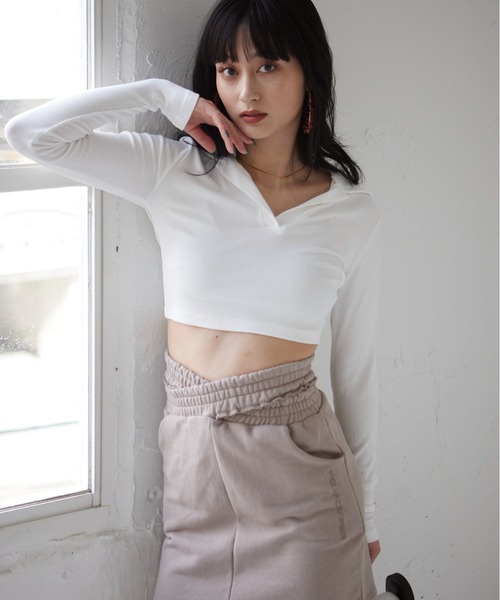 FIG&VIPER（フィグアンドバイパー）の「衿付きcomfyTOP（Tシャツ/カットソー・レディース・ホワイト/ライトグレー/ブラック・FREE）」の7枚目の写真