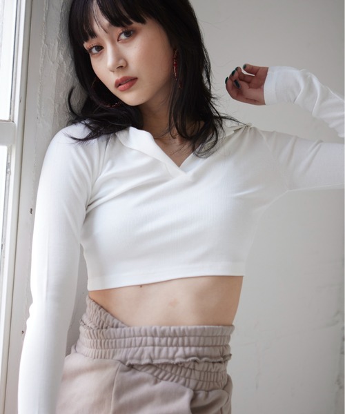 FIG&VIPER（フィグアンドバイパー）の「衿付きcomfyTOP（Tシャツ/カットソー・レディース・ホワイト/ライトグレー/ブラック・FREE）」の9枚目の写真