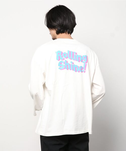 SHISKY（シスキー）の「プリントデザイン 9分袖 ビッグT（Tシャツ/カットソー・メンズ・グリーン/ホワイト系1/パープル系/ブラック系2/ベージュ系/ブルー/ブラック系1/チャコール/ラベンダー/ベージュ/ホワイト系/ミント/ブラック/ホワイト/ライトグリーン系/グレー系/ベージュ系1/ブラック系・M/L/XL）」の21枚目の写真
