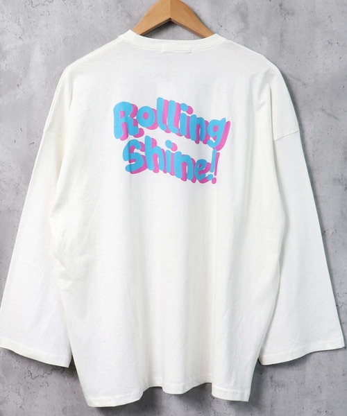 SHISKY（シスキー）の「プリントデザイン 9分袖 ビッグT（Tシャツ/カットソー・メンズ・グリーン/ホワイト系1/パープル系/ブラック系2/ベージュ系/ブルー/ブラック系1/チャコール/ラベンダー/ベージュ/ホワイト系/ミント/ブラック/ホワイト/ライトグリーン系/グレー系/ベージュ系1/ブラック系・M/L/XL）」の3枚目の写真