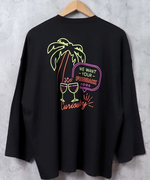 SHISKY（シスキー）の「プリントデザイン 9分袖 ビッグT（Tシャツ/カットソー・メンズ・グリーン/ホワイト系1/パープル系/ブラック系2/ベージュ系/ブルー/ブラック系1/チャコール/ラベンダー/ベージュ/ホワイト系/ミント/ブラック/ホワイト/ライトグリーン系/グレー系/ベージュ系1/ブラック系・M/L/XL）」の5枚目の写真