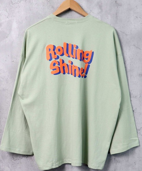 SHISKY（シスキー）の「プリントデザイン 9分袖 ビッグT（Tシャツ/カットソー・メンズ・グリーン/ホワイト系1/パープル系/ブラック系2/ベージュ系/ブルー/ブラック系1/チャコール/ラベンダー/ベージュ/ホワイト系/ミント/ブラック/ホワイト/ライトグリーン系/グレー系/ベージュ系1/ブラック系・M/L/XL）」の15枚目の写真