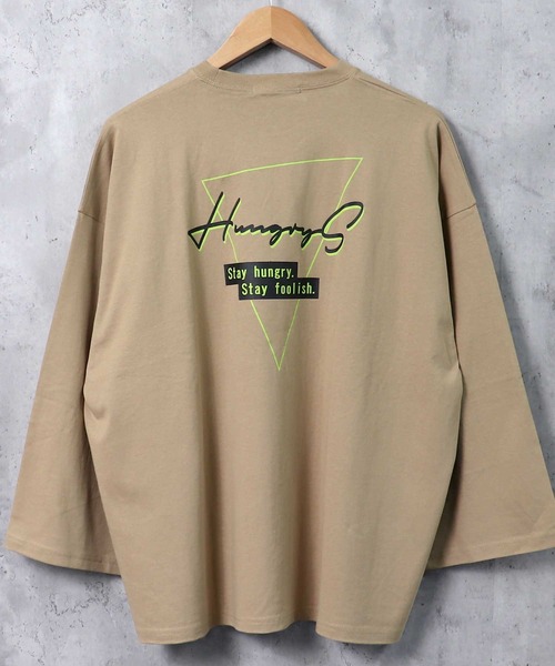 SHISKY（シスキー）の「プリントデザイン 9分袖 ビッグT（Tシャツ/カットソー・メンズ・グリーン/ホワイト系1/パープル系/ブラック系2/ベージュ系/ブルー/ブラック系1/チャコール/ラベンダー/ベージュ/ホワイト系/ミント/ブラック/ホワイト/ライトグリーン系/グレー系/ベージュ系1/ブラック系・M/L/XL）」の10枚目の写真