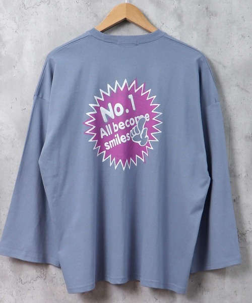 SHISKY（シスキー）の「プリントデザイン 9分袖 ビッグT（Tシャツ/カットソー・メンズ・グリーン/ホワイト系1/パープル系/ブラック系2/ベージュ系/ブルー/ブラック系1/チャコール/ラベンダー/ベージュ/ホワイト系/ミント/ブラック/ホワイト/ライトグリーン系/グレー系/ベージュ系1/ブラック系・M/L/XL）」の16枚目の写真