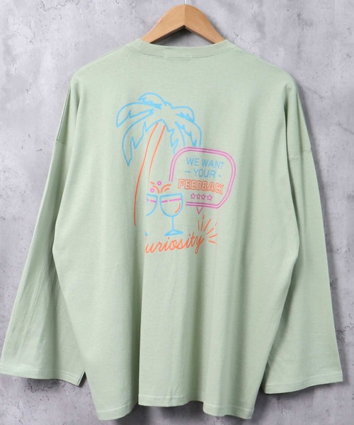 SHISKY（シスキー）の「プリントデザイン 9分袖 ビッグT（Tシャツ/カットソー・メンズ・グリーン/ホワイト系1/パープル系/ブラック系2/ベージュ系/ブルー/ブラック系1/チャコール/ラベンダー/ベージュ/ホワイト系/ミント/ブラック/ホワイト/ライトグリーン系/グレー系/ベージュ系1/ブラック系・M/L/XL）」の14枚目の写真