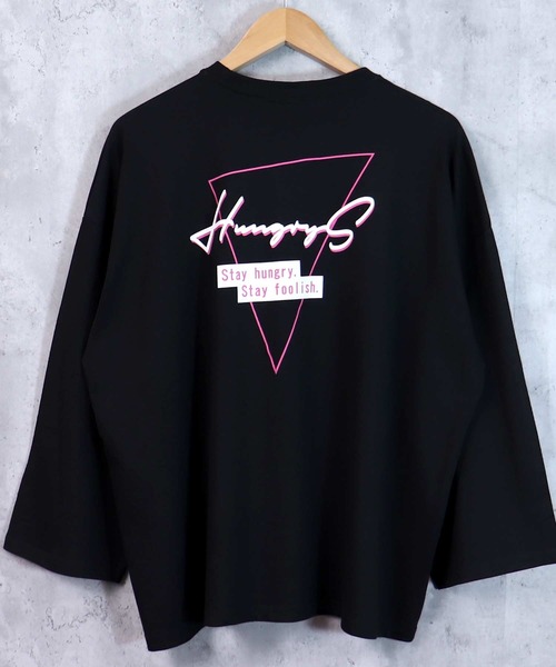 SHISKY（シスキー）の「プリントデザイン 9分袖 ビッグT（Tシャツ/カットソー・メンズ・グリーン/ホワイト系1/パープル系/ブラック系2/ベージュ系/ブルー/ブラック系1/チャコール/ラベンダー/ベージュ/ホワイト系/ミント/ブラック/ホワイト/ライトグリーン系/グレー系/ベージュ系1/ブラック系・M/L/XL）」の4枚目の写真