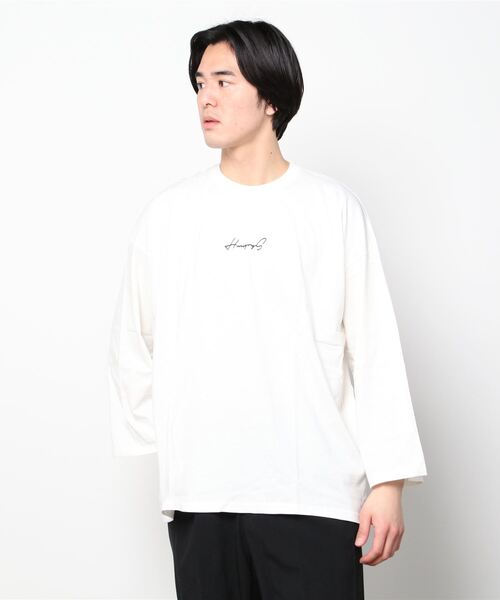 SHISKY（シスキー）の「プリントデザイン 9分袖 ビッグT（Tシャツ/カットソー・メンズ・グリーン/ホワイト系1/パープル系/ブラック系2/ベージュ系/ブルー/ブラック系1/チャコール/ラベンダー/ベージュ/ホワイト系/ミント/ブラック/ホワイト/ライトグリーン系/グレー系/ベージュ系1/ブラック系・M/L/XL）」の20枚目の写真