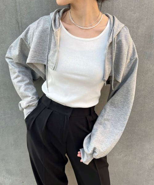 ALAND(エーランド)の「3.3Field Trip/BOLERO ZIP-UP HOODIE 2277658(カーディガン/ボレロ・レディース・ブラック/グレー/ダークブルー/ネイビー・FREE)」の3枚目の写真
