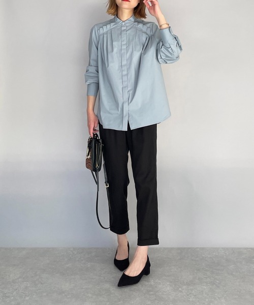 PICCIN（ピッチン）の「タイプライタータックシャツ（シャツ/ブラウス・レディース・ブラック/オフホワイト/サックスブルー・M）」の7枚目の写真