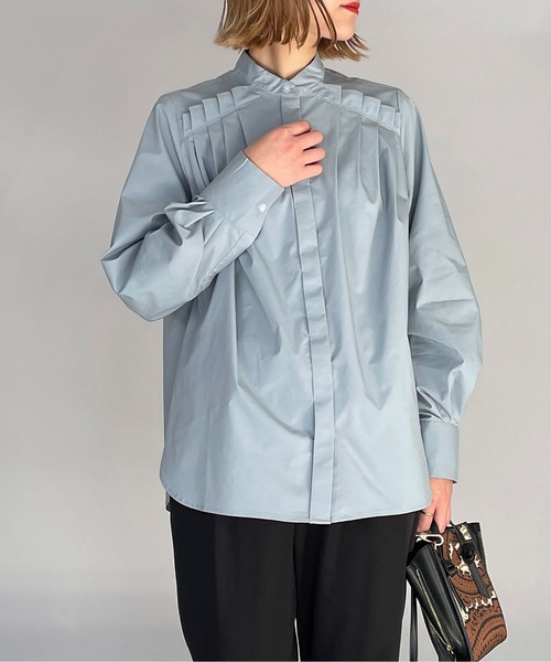 PICCIN（ピッチン）の「タイプライタータックシャツ（シャツ/ブラウス・レディース・ブラック/オフホワイト/サックスブルー・M）」の18枚目の写真