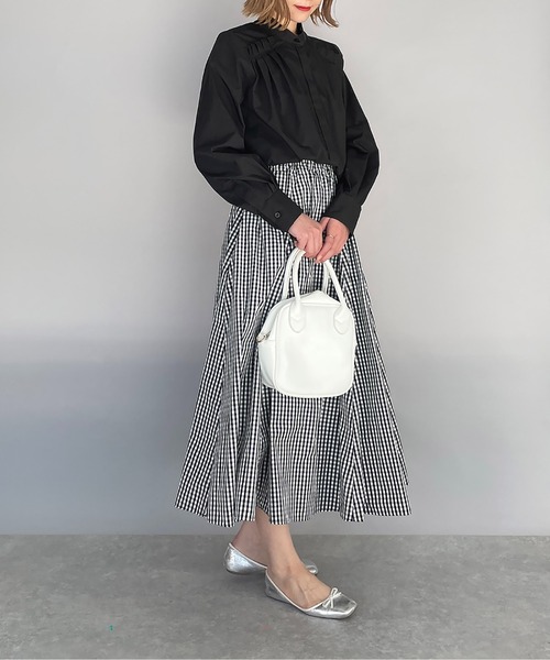 PICCIN（ピッチン）の「タイプライタータックシャツ（シャツ/ブラウス・レディース・ブラック/オフホワイト/サックスブルー・M）」の12枚目の写真