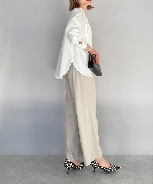 PICCIN（ピッチン）の「タイプライタータックシャツ（シャツ/ブラウス・レディース・ブラック/オフホワイト/サックスブルー・M）」の5枚目の写真