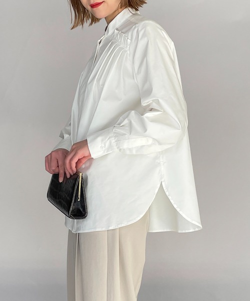 PICCIN（ピッチン）の「タイプライタータックシャツ（シャツ/ブラウス・レディース・ブラック/オフホワイト/サックスブルー・M）」の21枚目の写真