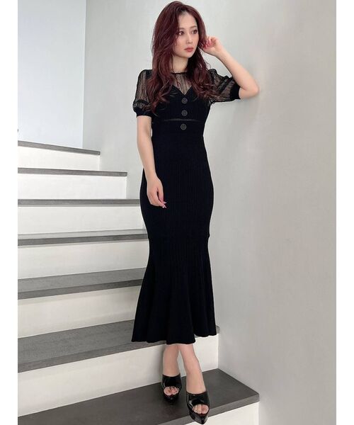 RESEXXY（リゼクシー）の「レースドッキングマーメイドニットワンピース（ワンピース・レディース・ベージュ/ブラック/ブルー/ブラウン・FREE）」の20枚目の写真