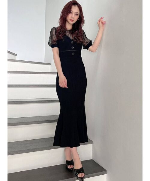 RESEXXY（リゼクシー）の「レースドッキングマーメイドニットワンピース（ワンピース・レディース・ベージュ/ブラック/ブルー/ブラウン・FREE）」の21枚目の写真