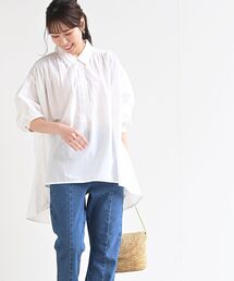 ボリューム袖テールカットワイドシャツ