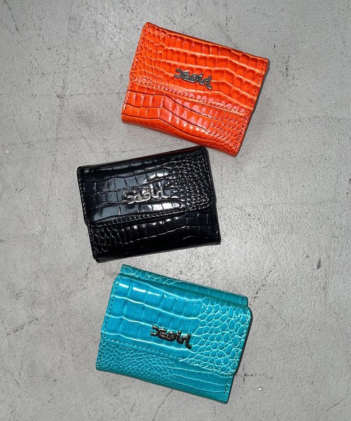 X-girl（エックスガール）の「FAUX CROC MINI WALLET/フェイク　クロコダイル　ミニ財布（財布・レディース・ブラック/オレンジ/ブルー/ネイビー/ピンク・ONE SIZE）」の6枚目の写真