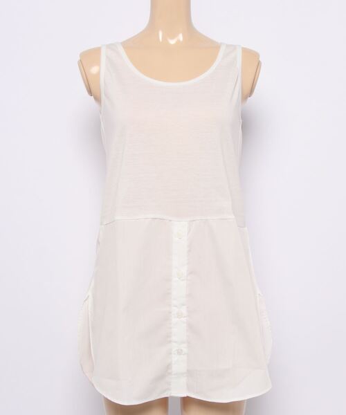HONEYSUCKLE ROSE（ハニーサックルローズ）の「【HONEYSUCKLE ROSE】裾シャツ切り替えタンク（タンクトップ・レディース・ホワイト/ブルー/ネイビー×ホワイト・S/M/L）」の2枚目の写真