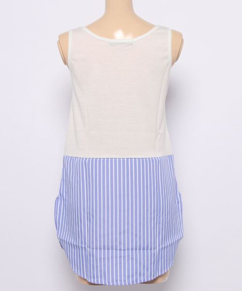 HONEYSUCKLE ROSE（ハニーサックルローズ）の「【HONEYSUCKLE ROSE】裾シャツ切り替えタンク（タンクトップ・レディース・ホワイト/ブルー/ネイビー×ホワイト・S/M/L）」の5枚目の写真