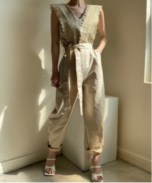 sakishimatokyo（サキシマトーキョー）の「クロシェロンパース（サロペット/オーバーオール・レディース・アイボリー/ブラック・FREE）」の4枚目の写真