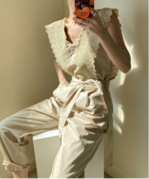 sakishimatokyo（サキシマトーキョー）の「クロシェロンパース（サロペット/オーバーオール・レディース・アイボリー/ブラック・FREE）」の5枚目の写真