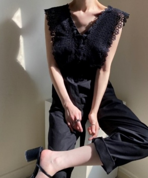 sakishimatokyo（サキシマトーキョー）の「クロシェロンパース（サロペット/オーバーオール・レディース・アイボリー/ブラック・FREE）」の7枚目の写真