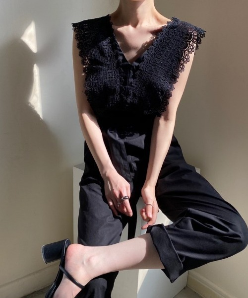 sakishimatokyo（サキシマトーキョー）の「クロシェロンパース（サロペット/オーバーオール・レディース・アイボリー/ブラック・FREE）」の15枚目の写真