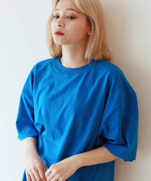 sevens(セブンズ)の「【sevens】5.6oz 無地カラーBIG Tシャツ オーバーサイズ(Tシャツ/カットソー・レディース・イエロー/ロイヤルブルー/パープル/ダークブラウン/カーキ系/ネイビー/サックスブルー/ライトベージュ/ミックスグレー/オレンジ系その他/グリーン/レッド/ブラック/ラベンダー/ピンク/ホワイト・XX-LARGE)」の10枚目の写真