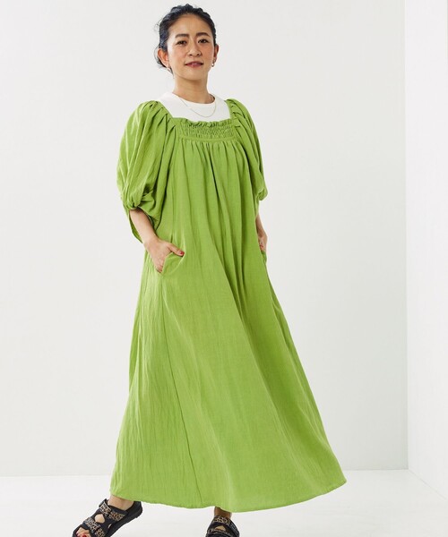 Freada（フリーダ）の「Freada/フリーダ インドドビー袖ワンピース（ワンピース・レディース・ピンク/グリーン・ﾌﾘ-）」の5枚目の写真