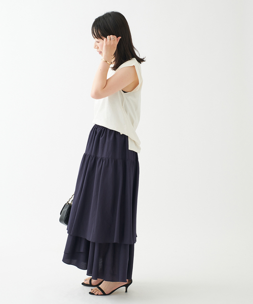 journal standard L'essage(ジャーナルスタンダードレサージュ)の「CANGIOLIストライプ/タイプライタースカート(スカート・レディース・ネイビー/パープル系その他・FREE)」の22枚目の写真