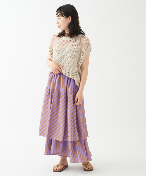 journal standard L'essage(ジャーナルスタンダードレサージュ)の「CANGIOLIストライプ/タイプライタースカート(スカート・レディース・ネイビー/パープル系その他・FREE)」の18枚目の写真