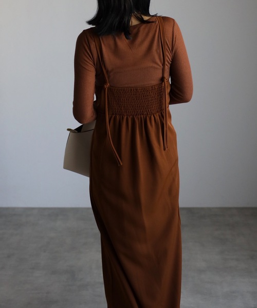 ap retro(アプレトロ)の「キャミワンピース / ロングスリット(ワンピース・レディース・ブラウン/ブラック/アイボリー/ネイビー/モカ・FREE)」の21枚目の写真