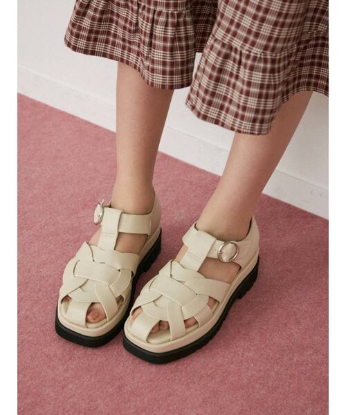 merry jenny（メリージェニー）の「heartグルカラバーshoes（サンダル・レディース・アイボリー/ブラック・MEDIUM/LARGE）」の10枚目の写真