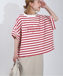 PICCIN | パール付き刺繍ロゴボーダーカットソー(Tシャツ/カットソー)