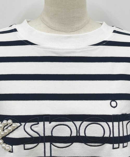 PICCIN（ピッチン）の「パール付き刺繍ロゴボーダーカットソー（Tシャツ/カットソー・レディース・ブルー/レッド・M）」の5枚目の写真