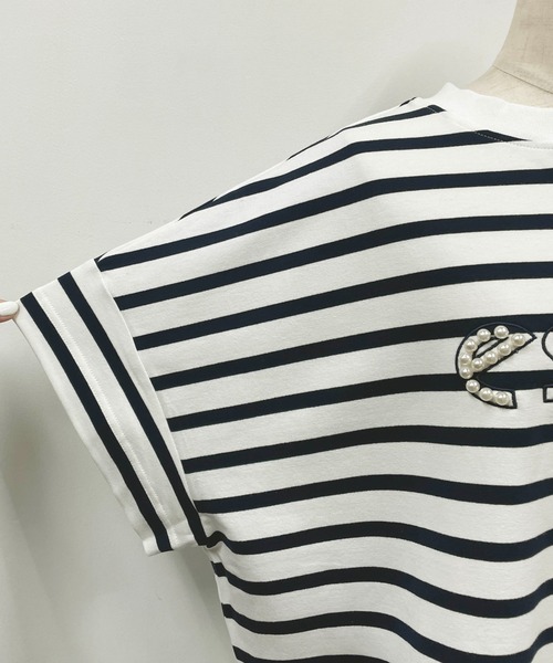 PICCIN（ピッチン）の「パール付き刺繍ロゴボーダーカットソー（Tシャツ/カットソー・レディース・ブルー/レッド・M）」の6枚目の写真