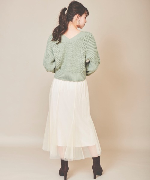 31 Sons de mode（トランテアン　ソン　ドゥ　モード）の「異素材切替チュールマーメイドスカート（スカート・レディース・クリーム/ブラウン/サックスブルー・36/38）」の6枚目の写真