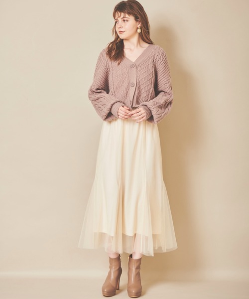 31 Sons de mode（トランテアン　ソン　ドゥ　モード）の「異素材切替チュールマーメイドスカート（スカート・レディース・クリーム/ブラウン/サックスブルー・36/38）」の16枚目の写真