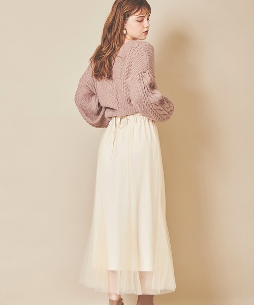 31 Sons de mode（トランテアン　ソン　ドゥ　モード）の「異素材切替チュールマーメイドスカート（スカート・レディース・クリーム/ブラウン/サックスブルー・36/38）」の19枚目の写真