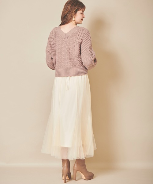 31 Sons de mode（トランテアン　ソン　ドゥ　モード）の「異素材切替チュールマーメイドスカート（スカート・レディース・クリーム/ブラウン/サックスブルー・36/38）」の21枚目の写真