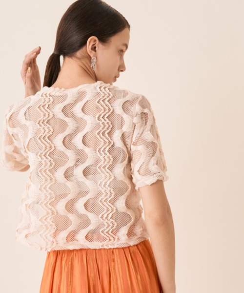 Solace（ソレイス）の「ウェーブメッシュクロップドT（Tシャツ/カットソー・レディース・ブラック/ナチュラル/ブルー・FREE）」の3枚目の写真